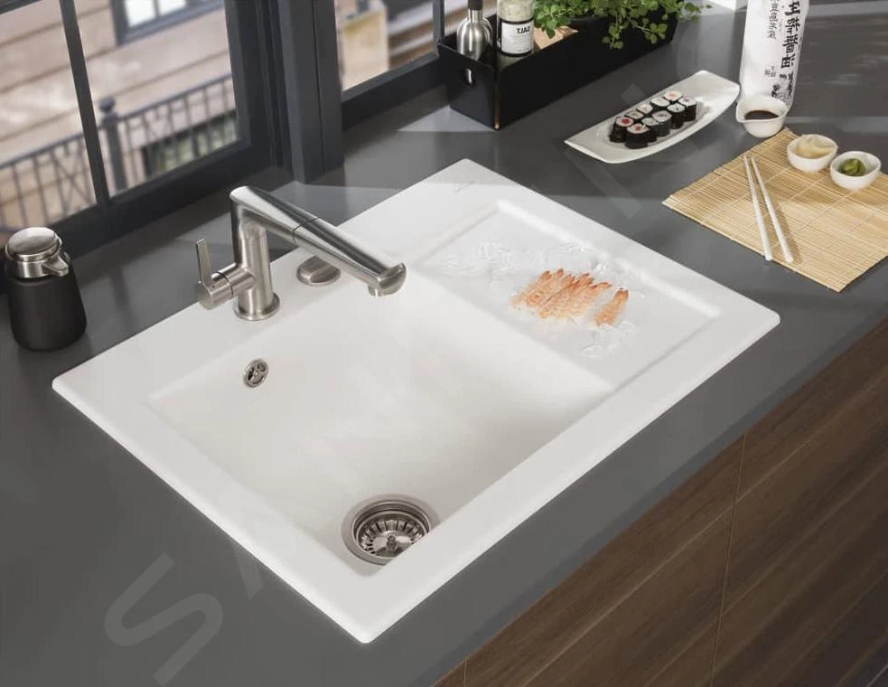 Villeroy & Boch Subway 45 - Keramische Spoelbak 65x51 Cm, CeramicPlus, Stone White 331201RW 5 Villeroy & Boch Subway 45 - Keramische Spoelbak 65x51 Cm, CeramicPlus, Stone White 331201RW - Afbeelding 3