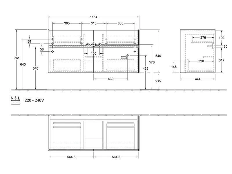 Villeroy & Boch Collaro - Wastafelonderkast, 1154x546x444 Mm, 4 Laden, Glossy White C01200DH 4 Villeroy & Boch Collaro - Wastafelonderkast, 1154x546x444 Mm, 4 Laden, Glossy White C01200DH - Afbeelding 2