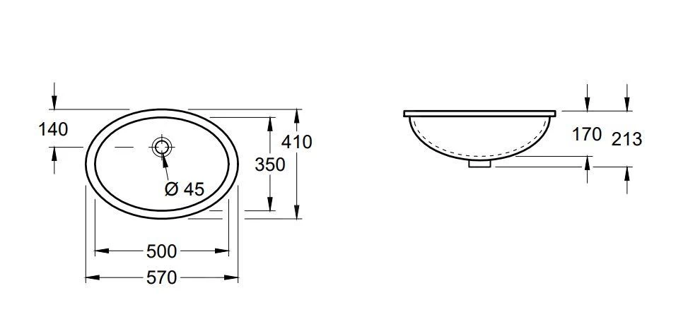 Villeroy & Boch Evana - Inbouw Wastafel Zonder Kraangat, 500x350 Mm, Met Ceramicplus 614700R1 4 Villeroy & Boch Evana - Inbouw Wastafel Zonder Kraangat, 500x350 Mm, Met Ceramicplus 614700R1 - Afbeelding 2