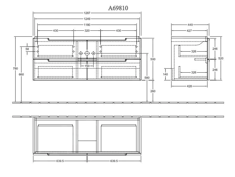 Villeroy & Boch Subway 2.0 - Wastafelonderkast, 1287x520x449 Mm, 4 Lades, Glossy White A69810DH 4 Villeroy & Boch Subway 2.0 - Wastafelonderkast, 1287x520x449 Mm, 4 Lades, Glossy White A69810DH - Afbeelding 2