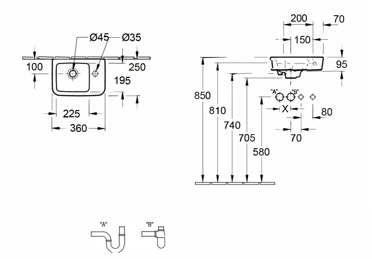 Villeroy & Boch O.novo - Fontein Compact 360x250 Mm, Zonder Overloop, 1 Kraangat Rechts, Alpine Wit 43433701 4 Villeroy & Boch O.novo - Fontein Compact 360x250 Mm, Zonder Overloop, 1 Kraangat Rechts, Alpine Wit 43433701 - Afbeelding 2