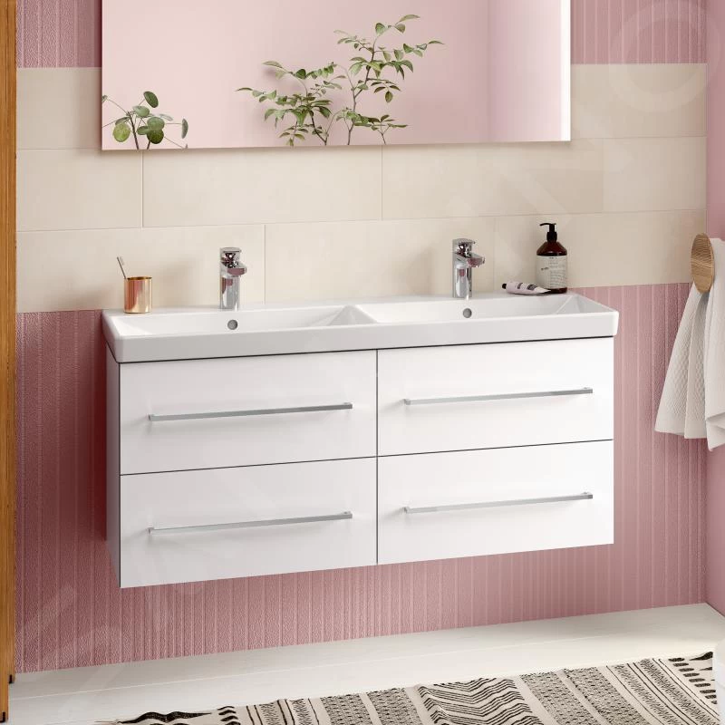 Villeroy & Boch Avento - Dubbele Meubelwastafel 1200x470 Mm, Met Overloop, Kraangaten, CeramicPlus, Stone White 4A23CKRW 6 Villeroy & Boch Avento - Dubbele Meubelwastafel 1200x470 Mm, Met Overloop, Kraangaten, CeramicPlus, Stone White 4A23CKRW - Afbeelding 4