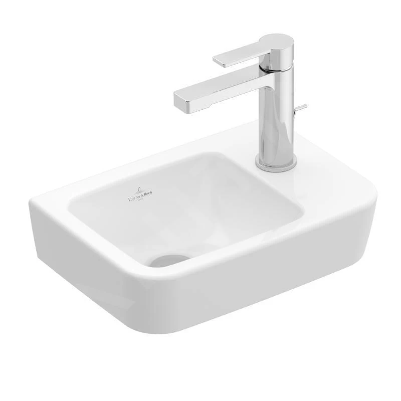Villeroy & Boch O.novo - Fontein Compact 360x250 Mm, Zonder Overloop, 1 Kraangat Rechts, Alpine Wit 43433701 3 Villeroy & Boch O.novo - Fontein Compact 360x250 Mm, Zonder Overloop, 1 Kraangat Rechts, Alpine Wit 43433701
