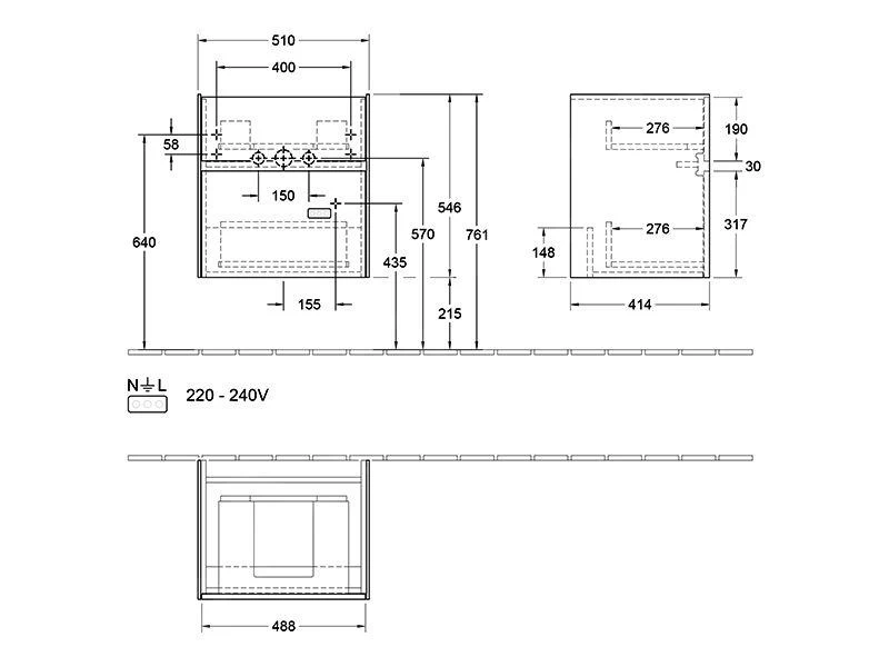 Villeroy & Boch Collaro - Wastafelkast, 510x546x414 Mm, 2 Laden, Mat Zwart C00700PD 4 Villeroy & Boch Collaro - Wastafelkast, 510x546x414 Mm, 2 Laden, Mat Zwart C00700PD - Afbeelding 2
