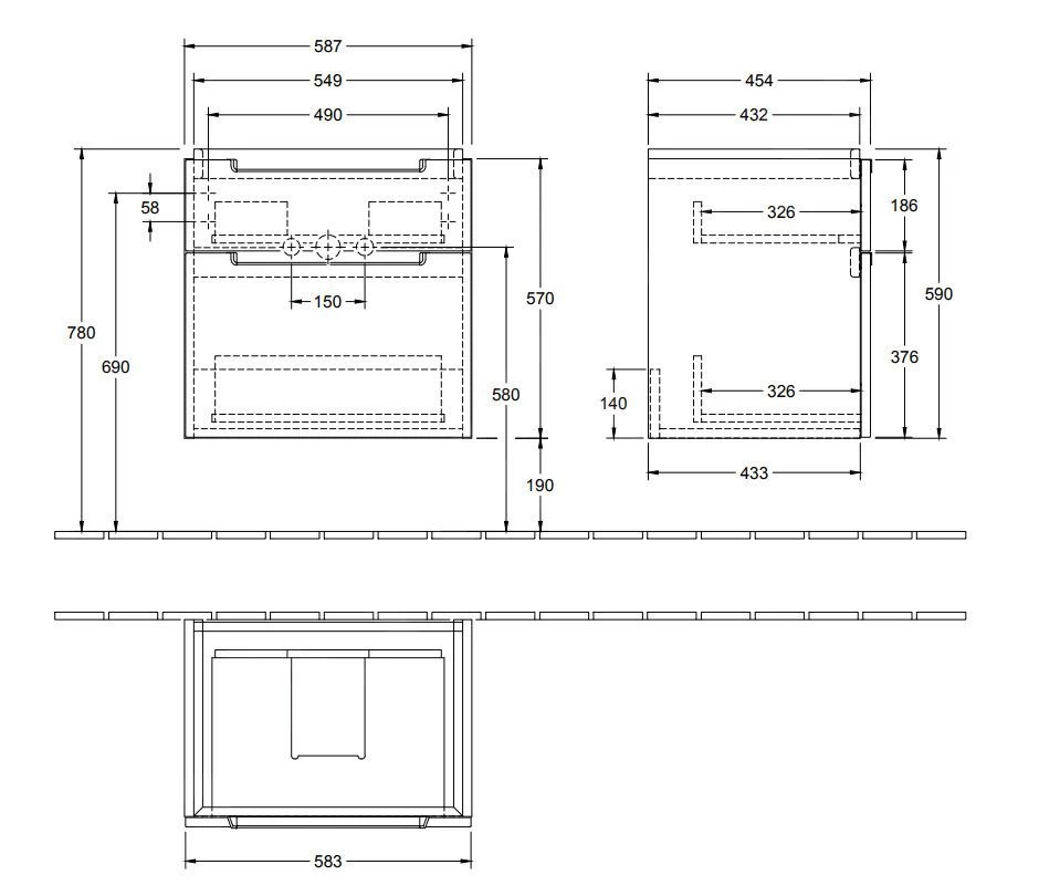 Villeroy & Boch Subway 2.0 - Wastafelkast, 587x590x454 Mm, 2 Laden, Glosy White A90910DH 4 Villeroy & Boch Subway 2.0 - Wastafelkast, 587x590x454 Mm, 2 Laden, Glosy White A90910DH - Afbeelding 2