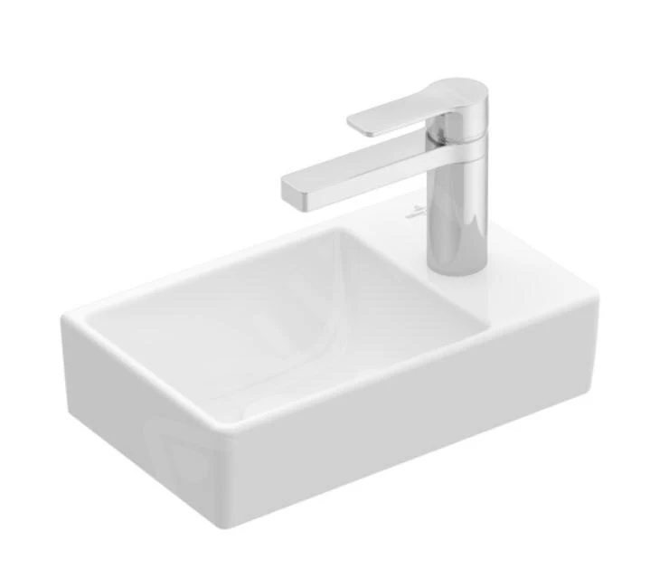 Villeroy & Boch Avento - Fontein 360x220 Mm, Zonder Overloop, 1 Kraangat Rechts, CeramicPlus, Alpine Wit 43003LR1 3 Villeroy & Boch Avento - Fontein 360x220 Mm, Zonder Overloop, 1 Kraangat Rechts, CeramicPlus, Alpine Wit 43003LR1