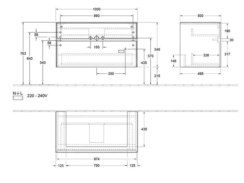 Villeroy & Boch Collaro - Wastafelkast, 1000x548x500 Mm, 2 Laden, Mat Zwart C02000PD 4 Villeroy & Boch Collaro - Wastafelkast, 1000x548x500 Mm, 2 Laden, Mat Zwart C02000PD - Afbeelding 2